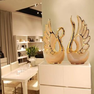 2pcs Set Swan Home Decor Ceramic Crafts-Statue-Arlik interiors