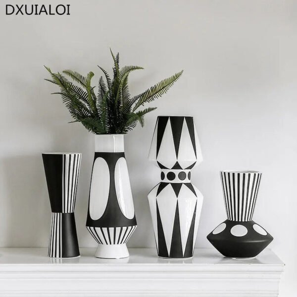 Nordic black and white ceramic vase-Vase-Arlik interiors