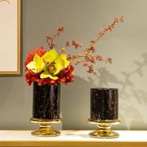 Light Luxury Black Golden Texture Vase Ceramic Crafts-Vases-Arlik interiors