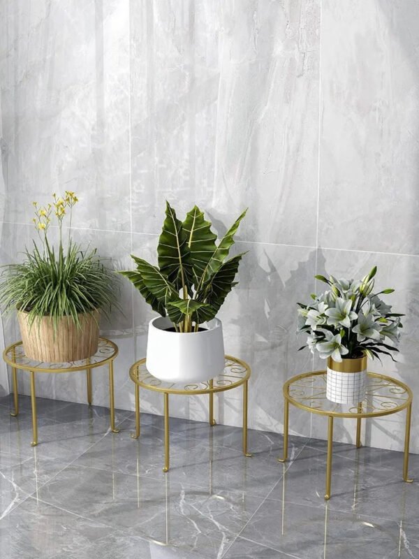 Metal Round Floor Flower Pot Decor-Plant & Flower Bulbs-Arlik interiors