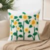 Cotton Canvas Floral Embroidered Cushion Cover 45*45-Throw Pillows-Arlik interiors