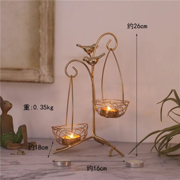 Wrought Iron Golden Bird Aroma Candle Holder