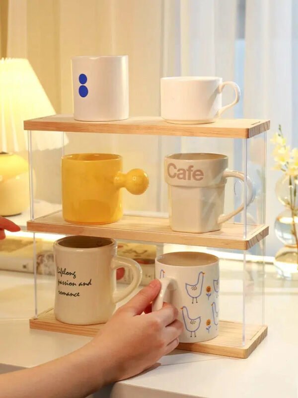 Mug Storage Shelf Storage Kitchen Thickened Tea Cup Rack Sturdy Cabinet Desktop Organizer Home Living Room Wine Glass Cup Rack-Arlik interiors