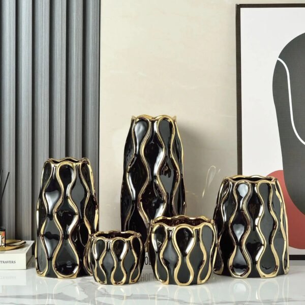 Modern Black and White Ceramic Vases-Vase-Arlik interiors