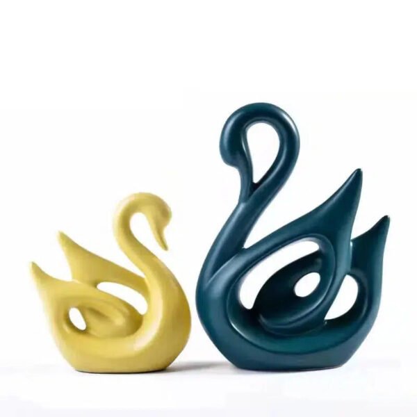 Nordic Ceramic Swans Couple White Black Red Decoration Animal Shape Porcelain Swans Ornaments Home Wine Cabinet Crafts-Arlik interiors