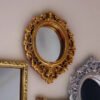 Home Mini Classical Mirror Gold and Silver Round Carved Decorative Mirror