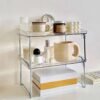 1pc Transparent Pet Desktop Shelf With Elevated Dormitory Folding Storage For Layered Office Workstation Debris-Arlik interiors