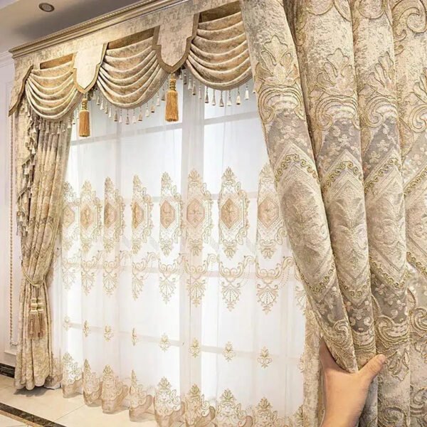 European Embroidery Living Room Curtains-Curtains-Arlik interiors