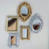 Home Mini Classical Mirror Gold and Silver Round Carved Decorative Mirror