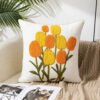 Cotton Canvas Floral Embroidered Cushion Cover 45*45-Throw Pillows-Arlik interiors