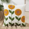 Cotton Canvas Floral Embroidered Cushion Cover 45*45-Throw Pillows-Arlik interiors