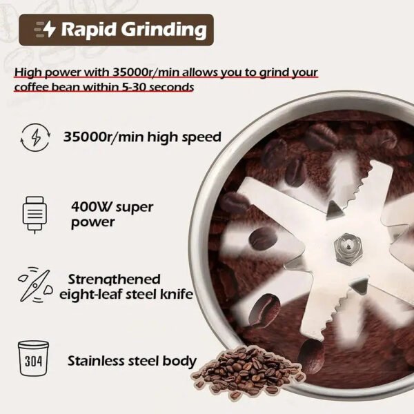 High Power Electric Coffee Grinder Kitchen Cereal Nuts Beans Spices Grains Grinder Machine Multifunctional Home Coffee Grinder-Arlik interiors