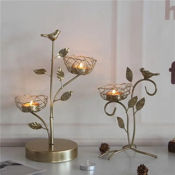 Wrought Iron Golden Bird Aroma Candle Holder