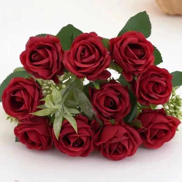 10 Heads Rose Bouquet Artificial Flowers-Artificial Flora-Arlik interiors