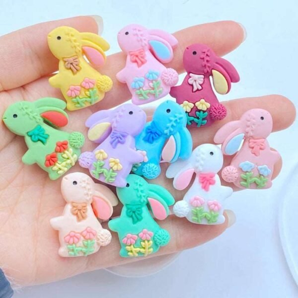 10Pcs Mini 25*30mm Cartoon Rabbit Decoration Accessories