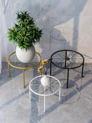 Metal Round Floor Flower Pot Decor-Plant & Flower Bulbs-Arlik interiors