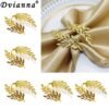 12Pcs Gold Silver Leaf Napkin Rings Holder Fall Napkin Buckle for Thanksgiving