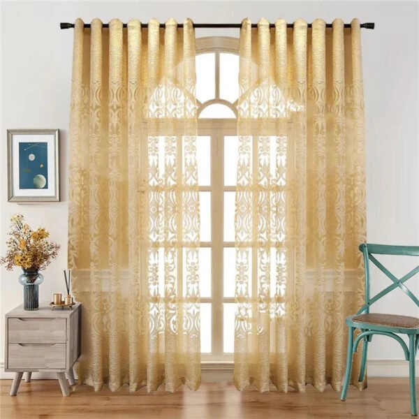 Light Luxury Villa Elegant Tulle Curtain Gold Curtain