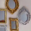 Home Mini Classical Mirror Gold and Silver Round Carved Decorative Mirror