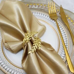 12Pcs Gold Silver Leaf Napkin Rings Holder Fall Napkin Buckle for Thanksgiving