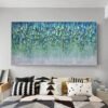 Hand Painted Textured Blue Tower Tree Oil Painting on Canvas Abstract Teal Life Tree Landscape Acrylic Painting Modern Wall Art-Arlik interiors