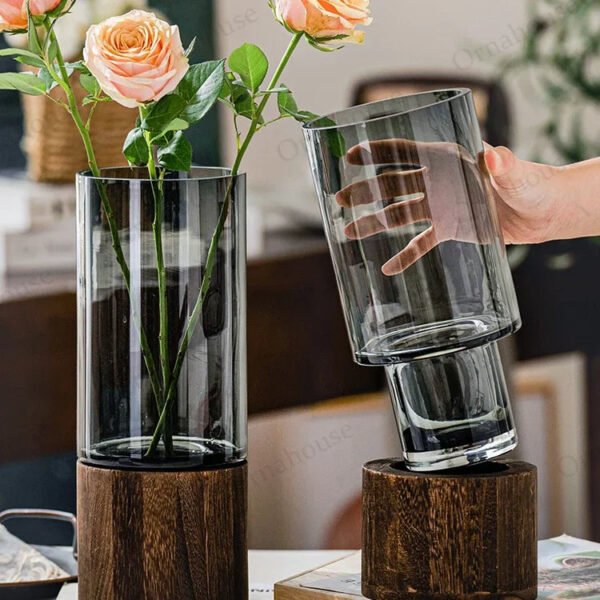 Modern Water-grown Flowers Wooden Vase Decor-Vase-Arlik interiors