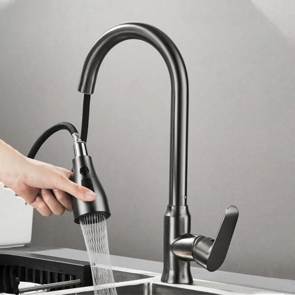 Kitchen pull-out hot and cold faucet-Faucet-Arlik interiors