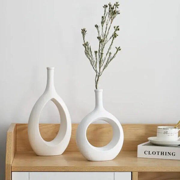 Minimalist Hollowed Out Ceramic Vase Living Room Ornaments-Vase-Arlik interiors