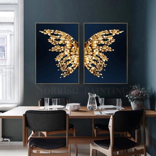 Nordic Abstract Golden Diamond Butterfly Canvas Painting Modern Wall Art Posters And Prints Pictures For Living Room Home Decor-Arlik interiors