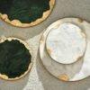 Natural Marble Trays Decorative Nordic Gold Stroked Coasters-Kitchen & Dining-Arlik interiors