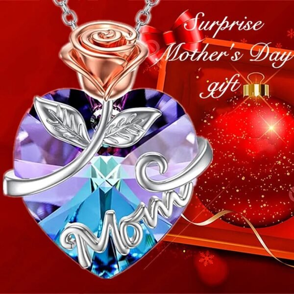 Fashion MOM Necklace Rose Heart Crystal Pendant-Necklace-Arlik interiors