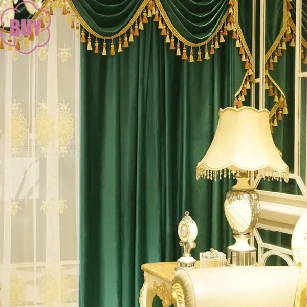 Luxury Curtains for Living Dining Room Bedroom Gold Velvet Fabric Curtains High-end Villa Valance Curtains Tulle Customization