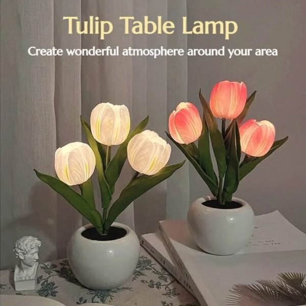 LED Tulip Table Lamp Bedside Night Light-Flowers-Arlik interiors