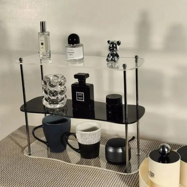 Household Desktop Water Cup Storage Rack Three Layers of Acrylic Cosmetics Perfume Display Metal Rod Detachable Display Frame-Arlik interiors