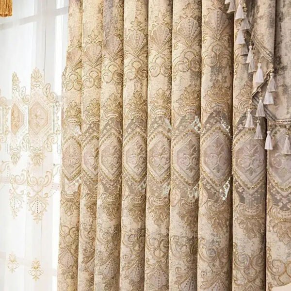 European Embroidery Living Room Curtains-Curtains-Arlik interiors