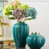 Green Pomegranate Gold-plated Ceramic Vase Desk Decoration Potted Plant Flower Pots Flowers Arrangement Crafts Floral Vases-Arlik interiors