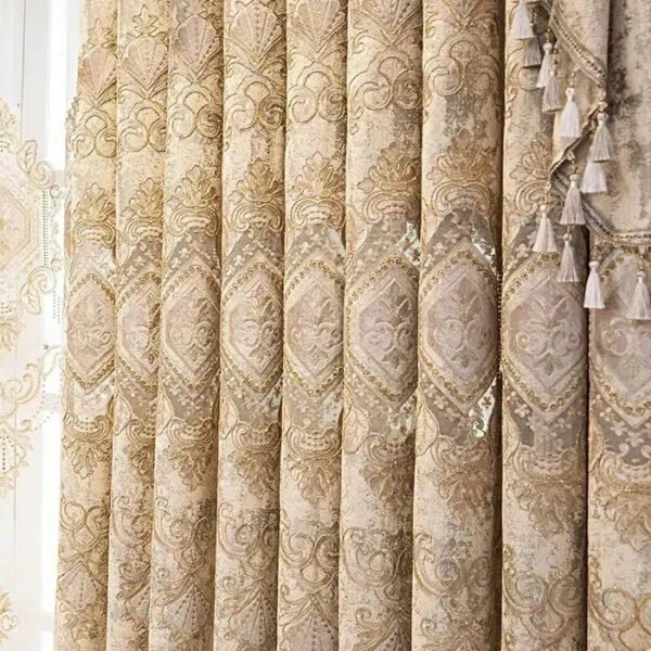 European Embroidery Living Room Curtains-Curtains-Arlik interiors