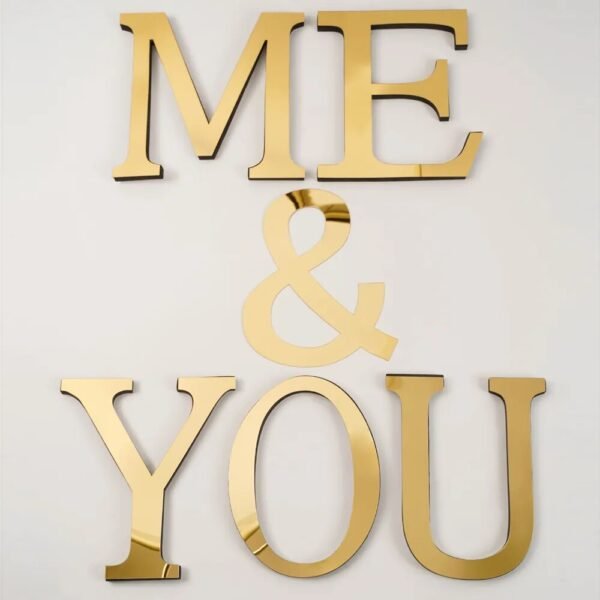 Large Size 20cm Gold & Sivler 3D Acrylic Mirror Surface English Letters Wall Stickers Home Decor Wall Decals Alphabet Art Mural-Arlik interiors