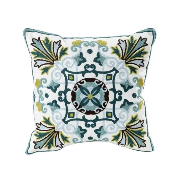 Cotton Canvas Floral Embroidered Cushion Cover 45*45-Throw Pillows-Arlik interiors