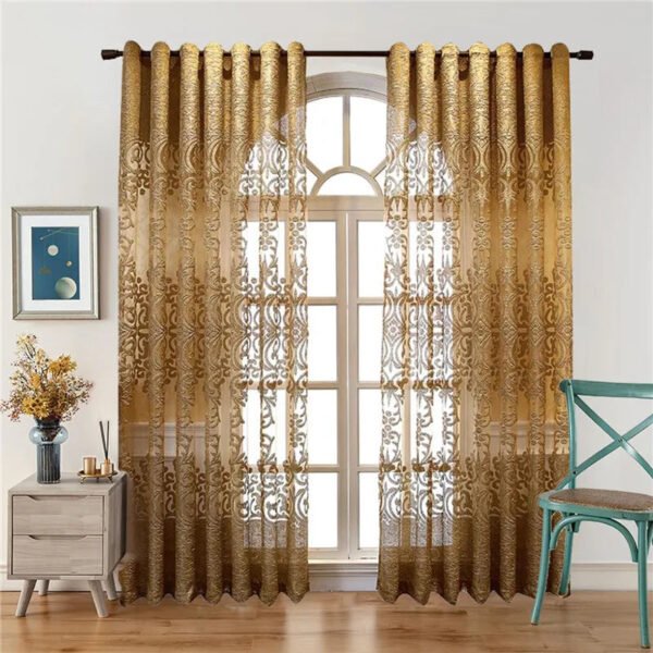 Light Luxury Villa Elegant Tulle Curtain Gold Curtain