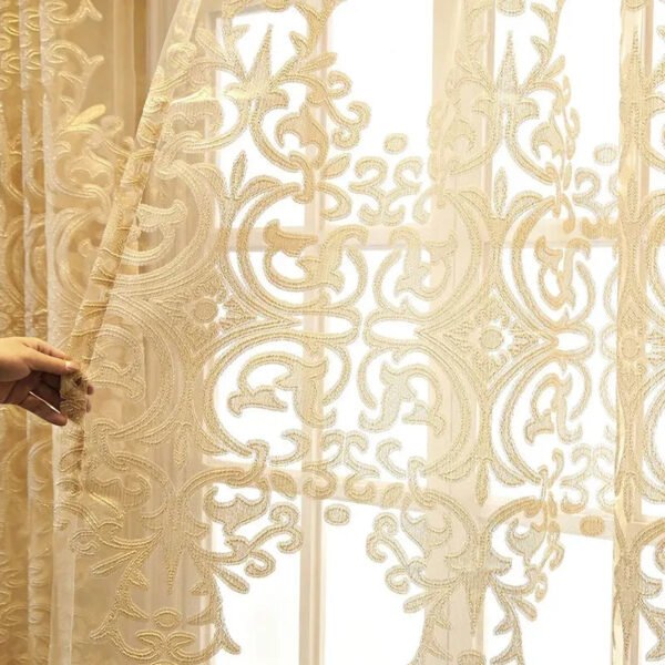 Light Luxury Villa Elegant Tulle Curtain Gold Curtain