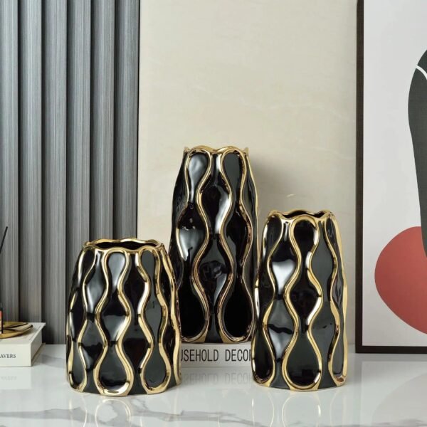 Modern Black and White Ceramic Vases-Vase-Arlik interiors